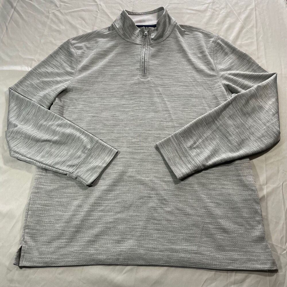 Club Room Performance Sweater Gray 1/4 Zip Pullover Polyester Mock Neck Men's LG